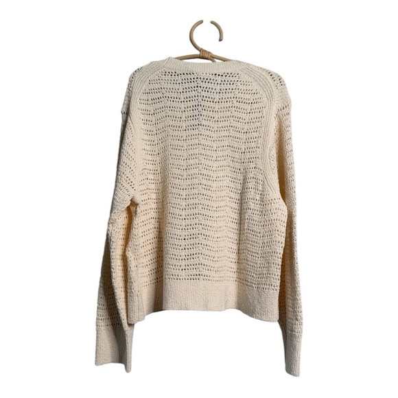 J. Crew Pointelle crewneck sweater in Antique White NEW CB900 Size XL Crop Fit - Picture 4 of 16